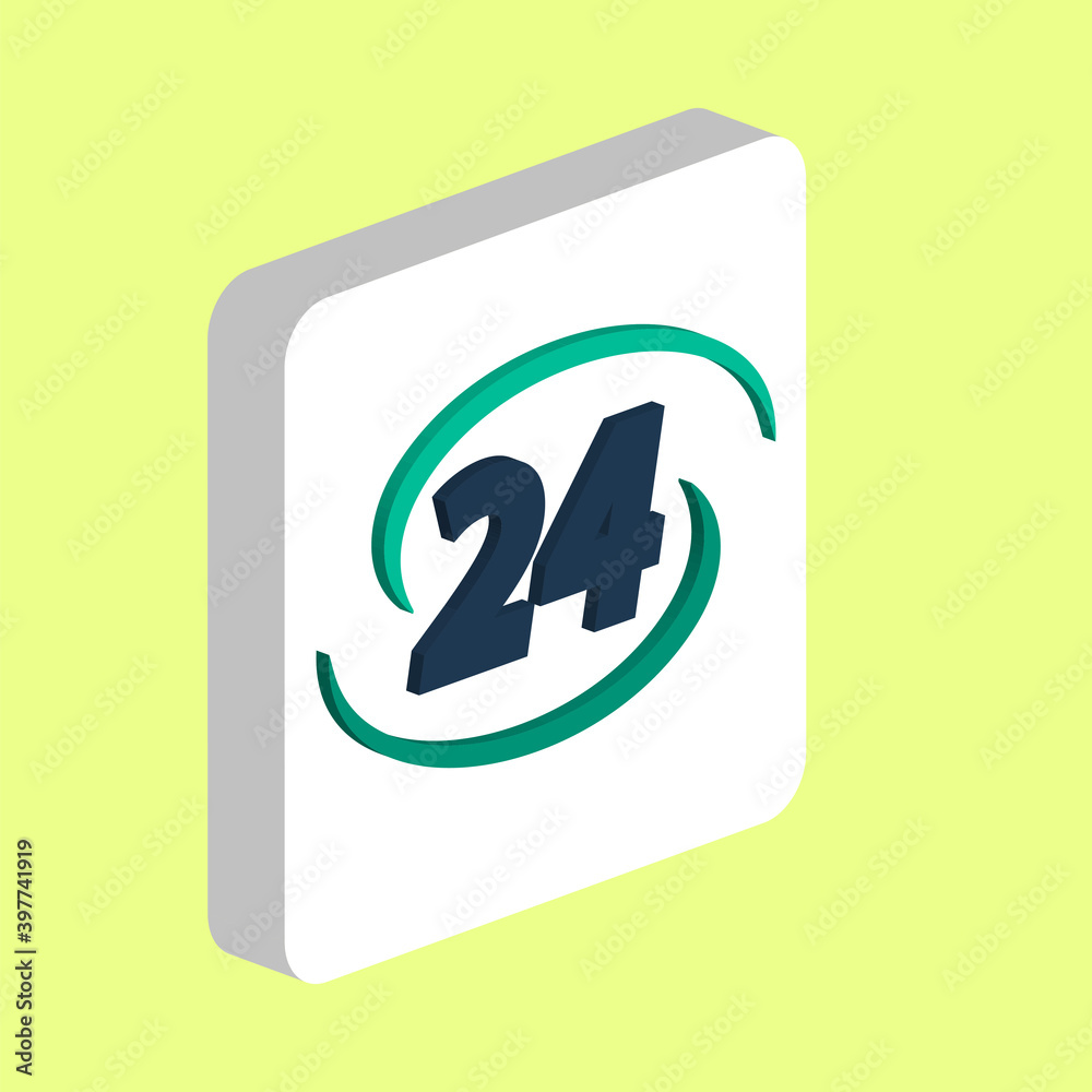 Poster open 24 hours simple vector icon. illustration symbol design template for web mobile ui element. per