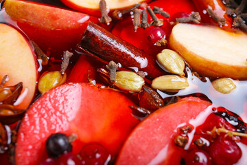 Hot mulled wine, closeup view