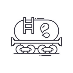 Oil tank car icon, linear isolated illustration, thin line vector, web design sign, outline concept symbol with editable stroke on white background.