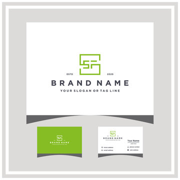 letter SSF logo square design and business card vector