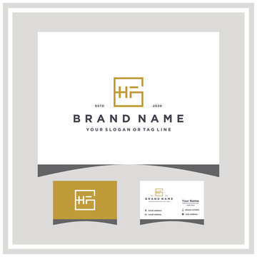letter GHF logo square design and business card vector