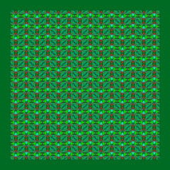 pattern square and round with brown and many green tones