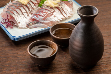 日本酒と刺身