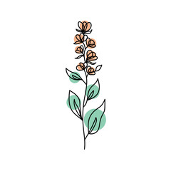 Wedding concept. Summer or spring abstract concept. Sketch vector illustration. Continuous one line drawing flowers.