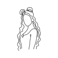 Fashion concept. Sketch vector illustration. Continuous one line drawing beautiful woman.