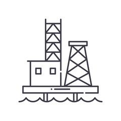 Oil platform icon, linear isolated illustration, thin line vector, web design sign, outline concept symbol with editable stroke on white background.