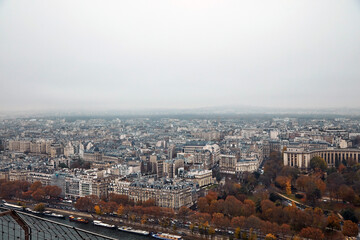 View of Paris panorama from Eiffel tower.