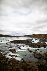 A river and Gullfoss waterfall in Iceland