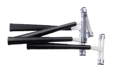 Set of disposable shaver razors isolated on white background