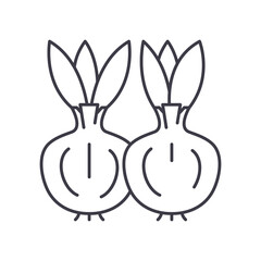 Onion vegetable icon, linear isolated illustration, thin line vector, web design sign, outline concept symbol with editable stroke on white background.
