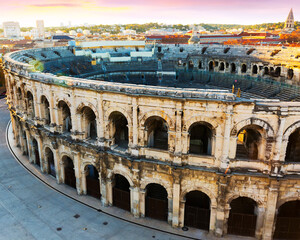 Picture of details ancient amphitheatre arena in Nimes, France