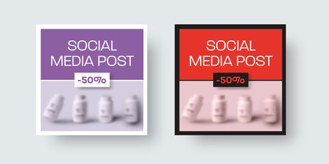 Post presentation with horizontal red, purple design, for social media, newsletter.