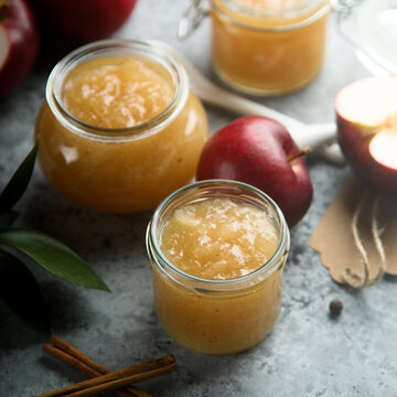 Homemade apple jam or sauce with spices