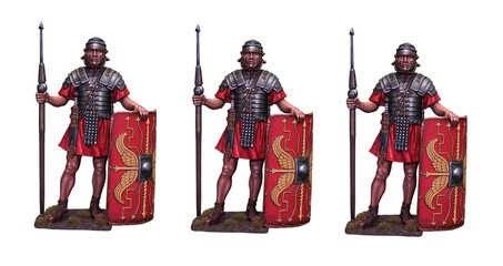 Roman legion. Legionnaires before the battle. Historical illustration.	