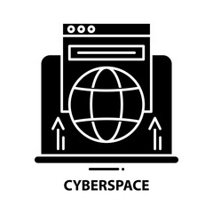 cyberspace icon, black vector sign with editable strokes, concept illustration