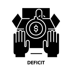 deficit icon, black vector sign with editable strokes, concept illustration