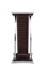 Stainless steel Podium Tribune Rostrum Stand with leather cushion Isolated on White Background