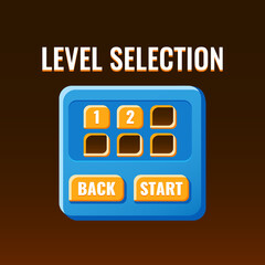 funny game ui level selection pop up interface for gui asset elements vector illustration