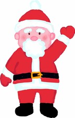 アクリル画風の手を振るサンタ