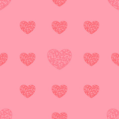 Beautiful seamless pattern design of laced heart isolated on pink background. Suitable for wrapping paper, wallpaper, backdrop and etc.