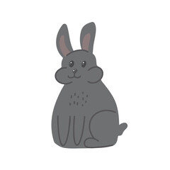 Vector children's illustration with a hare in a cartoon hand-drawn style for printing on children's clothing, interior design, packaging, stickers. Isolated on white