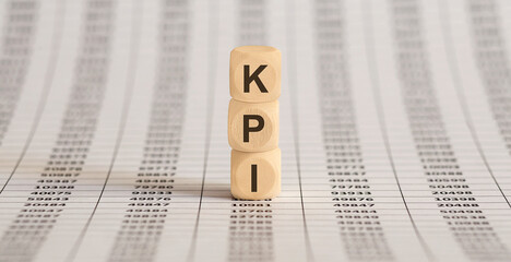 KPI word on wood blocks concept on chart papers