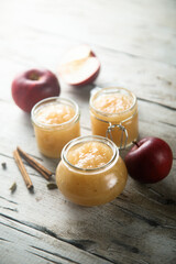 Homemade apple jam or sauce with spices