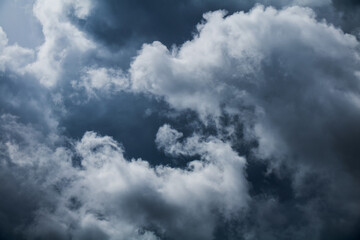 Dark blue Gloomy sky with stormy clouds