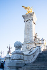 Fototapeta na wymiar Paris France Classical staircase gold statue