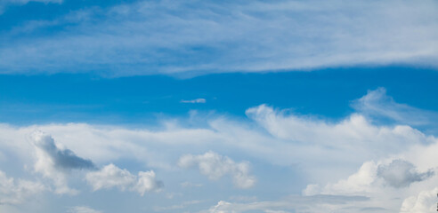 Fototapeta na wymiar Blue sky with soft white clouds