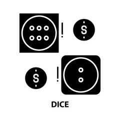 dice icon, black vector sign with editable strokes, concept illustration