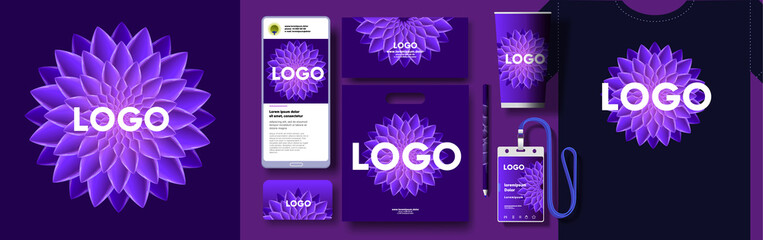 Set of vector illustrations. 3D flower , great item for the background, the background in the shape of a flower for your logo. Corporate identity, branding.