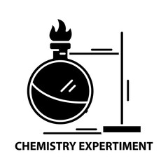 chemistry expertiment icon, black vector sign with editable strokes, concept illustration