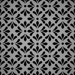 Flower geometric pattern. Seamless vector background. Black and gray ornament. Ornament for fabric, wallpaper, packaging. Decorative print