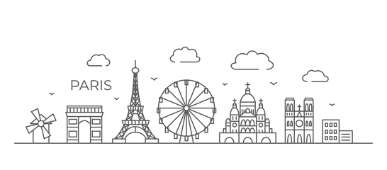 Fotobehang Paris Line drawing Paris illustration in line style on white background © ihorzigor