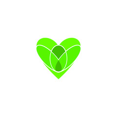 ABSTRACT ILLUSTRATION ECO GREEN LEAF LOVE LOGO DESIGN CONCEPT VECTOR