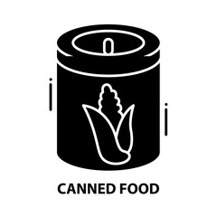 canned food icon, black vector sign with editable strokes, concept illustration