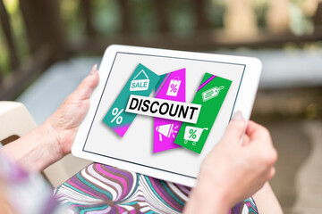 Discount concept on a tablet