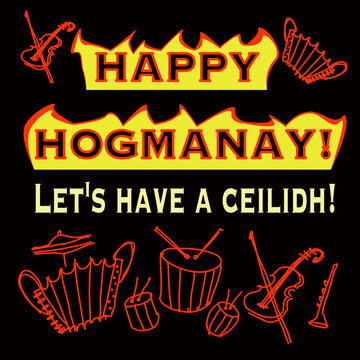 Happy Hogmanay ceilidh party new year 