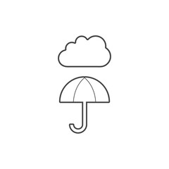 Rain and opened umbrella cane icon isolated on white background