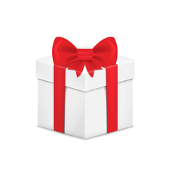 Gift box with ribbon and Bow. Vector illustration.