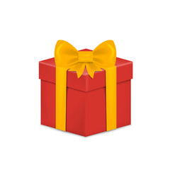 Gift box with ribbon and Bow. Vector illustration.