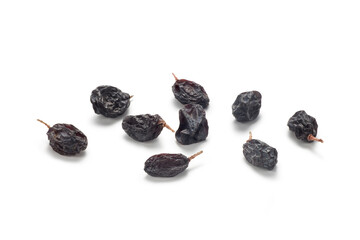 Black currant raisins isolated on white background