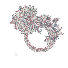 Floral vector isolated pattern with paisley ornament.