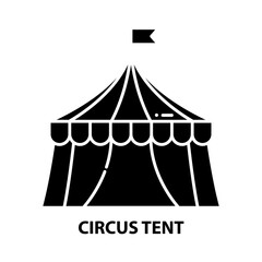 circus tent icon, black vector sign with editable strokes, concept illustration