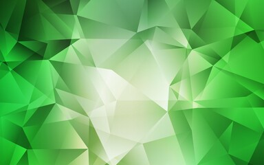 Light Green vector shining triangular backdrop.