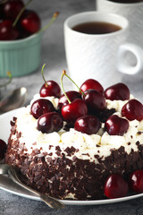 A traditional German chocolate and cherry cake Schwarzwald	