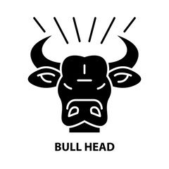 bull head icon, black vector sign with editable strokes, concept illustration
