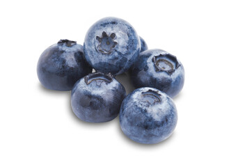macro close up a pile ripe blueberry isolated on white background