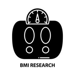 BMI research icon, black vector sign with editable strokes, concept illustration